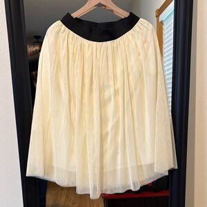Tempted Cream A-Line Skirt with Black Waistband